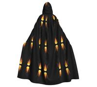 Halloween Adult Hooded Cape Cloak YYHHAOFA Flame burning in the darkness Pattern Super Large Hooded Cloak with Bow Tie
