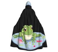 Halloween Adult Hooded Cape Cloak YYHHAOFA Frog on a round carpet Pattern Super Large Hooded Cloak with Bow Tie