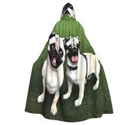 Halloween Adult Hooded Cape Cloak YYHHAOFA Funny Happy Pug Dog Pattern Super Large Hooded Cloak with Bow Tie