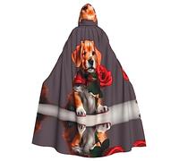 Halloween Adult Hooded Cape Cloak YYHHAOFA Gentleman-like dog Pattern Super Large Hooded Cloak with Bow Tie