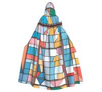 Halloween Adult Hooded Cape Cloak YYHHAOFA Geometric puzzles Pattern Super Large Hooded Cloak with Bow Tie