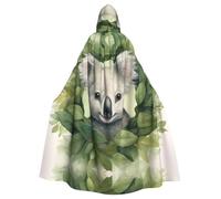 Halloween Adult Hooded Cape Cloak YYHHAOFA green leaf koala Pattern Super Large Hooded Cloak with Bow Tie
