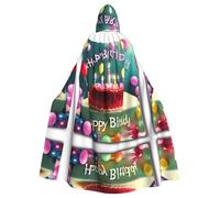 Halloween Adult Hooded Cape Cloak YYHHAOFA Happy Birthday Beautiful Pattern Super Large Hooded Cloak with Bow Tie