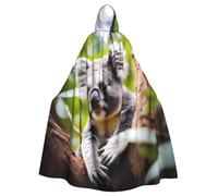 Halloween Adult Hooded Cape Cloak YYHHAOFA Happy Cute koala Pattern Super Large Hooded Cloak with Bow Tie