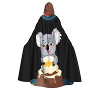 Halloween Adult Hooded Cape Cloak YYHHAOFA Koala on the pudding Pattern Super Large Hooded Cloak with Bow Tie