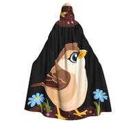 Halloween Adult Hooded Cape Cloak YYHHAOFA Little sparrow in the flowerbed Pattern Super Large Hooded Cloak with Bow Tie