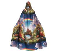 Halloween Adult Hooded Cape Cloak YYHHAOFA Little World Under the Rainbow Pattern Super Large Hooded Cloak with Bow Tie