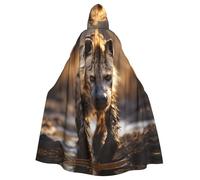 Halloween Adult Hooded Cape Cloak YYHHAOFA Lone Hyena Pattern Super Large Hooded Cloak with Bow Tie