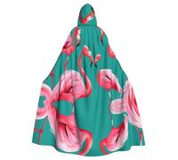 Halloween Adult Hooded Cape Cloak YYHHAOFA Lovely Pink Flamingos Pattern Super Large Hooded Cloak with Bow Tie