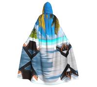 Halloween Adult Hooded Cape Cloak YYHHAOFA Maldives Holidays Pattern Super Large Hooded Cloak with Bow Tie