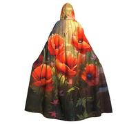 Halloween Adult Hooded Cape Cloak YYHHAOFA Poppies in Bloom Pattern Super Large Hooded Cloak with Bow Tie