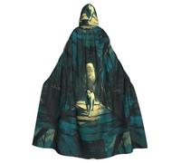 Halloween Adult Hooded Cape Cloak YYHHAOFA Puppy on the bridge Pattern Super Large Hooded Cloak with Bow Tie