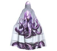 Halloween Adult Hooded Cape Cloak YYHHAOFA Purple Octopus Pattern Super Large Hooded Cloak with Bow Tie