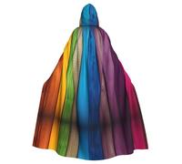 Halloween Adult Hooded Cape Cloak YYHHAOFA Rainbow Colored Wood Background Pattern Super Large Hooded Cloak with Bow Tie