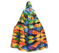Halloween Adult Hooded Cape Cloak YYHHAOFA Rainbow Fish Scale Pattern Super Large Hooded Cloak with Bow Tie
