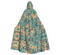 Halloween Adult Hooded Cape Cloak YYHHAOFA rectangle mandala Pattern Super Large Hooded Cloak with Bow Tie