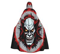 Halloween Adult Hooded Cape Cloak YYHHAOFA Red and Black Evil Ghost Pattern Super Large Hooded Cloak with Bow Tie