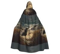 Halloween Adult Hooded Cape Cloak YYHHAOFA Sea lions on the coast Pattern Super Large Hooded Cloak with Bow Tie