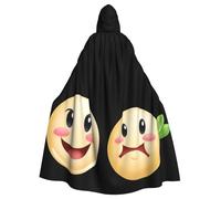 Halloween Adult Hooded Cape Cloak YYHHAOFA Shy Smile Pattern Super Large Hooded Cloak with Bow Tie
