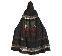 Halloween Adult Hooded Cape Cloak YYHHAOFA The Imprisoned Butterfly Pattern Super Large Hooded Cloak with Bow Tie