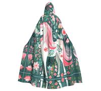 Halloween Adult Hooded Cape Cloak YYHHAOFA Unicorn with pink hair Pattern Super Large Hooded Cloak with Bow Tie