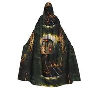 Halloween Adult Hooded Cape Cloak YYHHAOFA Vines at the subway station Pattern Super Large Hooded Cloak with Bow Tie