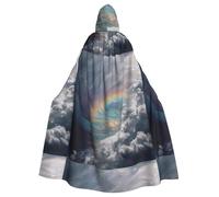 Halloween Adult Hooded Cape Cloak YYHHAOFA White Cloud Rainbow Swirl Pattern Super Large Hooded Cloak with Bow Tie