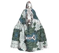 Halloween Adult Hooded Cape Cloak YYHHAOFA white tiger Pattern Super Large Hooded Cloak with Bow Tie