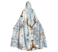 Halloween Adult Hooded Cape Cloak YYHHAOFA winter nature deer Pattern Super Large Hooded Cloak with Bow Tie