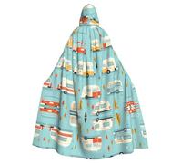 Halloween Adult Hooded Cape Cloak YYHHAOFA you make me happy camper trailer Pattern Super Large Hooded Cloak with Bow Tie