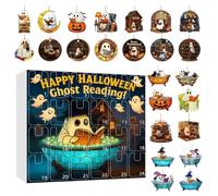 Halloween Advent - 24 Day Reading Ghost Countdown Calendar,2D Acrylic Halloween Decorations for Indoor Home Haunted House Tree Fireplace