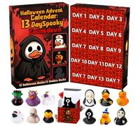 Halloween Advent Calendar - 13 Day Spooky Rubber Ducks Countdown with 2 Hidden Surprise Ducks -Halloween Decorations, Collectible Toys & Party Favours for Kids and Adults