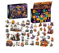 Halloween Advent Calendar 2024 Building Blocks, 31 Days Halloween Countdown Blind Box, 6 in 1 DIY Creative Assembly Kits, Creative Halloween Ornament and Present, 1057 Pieces (Style B)