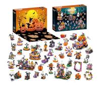 Halloween Advent Calendar 2024 Building Blocks, 31 Days Halloween Countdown Blind Box, 6 in 1 DIY Creative Assembly Kits, Creative Halloween Ornament and Present, 1328 Pieces (Style A)