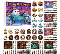 Halloween Advent Calendar 2025 24 Day Countdown Calendar Box Halloween Tree Decorations Resin Ghost Pumpkin Decorative Shatterproof Decor Spirit Indoor Home Figures Party Gifts for Kid Boys Girls (A)
