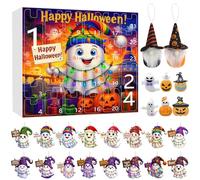 Halloween Advent Calendar 2025-24-Day Countdown with 2D/3D Hanging Ghost Ornaments & Surprise Mini Figures, Spooky Tree Decor Set for Windows, Doors & Christmas Trees (F)