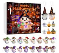 Halloween Advent Calendar 2025-24-Day Countdown with 2D/3D Hanging Ghost Ornaments & Surprise Mini Figures, Spooky Tree Decor Set for Windows, Doors & Christmas Trees (A)