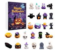 Halloween Advent Calendar 2025, 24-Day Happy Halloween Countdown Calendar with 24 pcs Pumpkin, Ghost, Skull Mini Figurines Decorations, For Kids Holiday Party Countdown Activity (E)