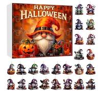 Halloween Advent Calendar 2025, 2D Acrylic Hanging Pendant, 24-Day Happy Halloween Countdown Calendar with 24 pcs Flat Hanging Gnome Mqs819 (Beige, 33X29CM)