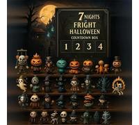Halloween Advent Calendar 2025, 7 Nights of Fright, Countdown Calender, 2025 Halloween Advent Box with Figurines, Horror Doll Collectible, Mini Ornament & Hanging Charms (7 Days)