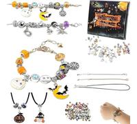 Halloween Advent Calendar 2025 For Girls And Boys With 24 Days Unique Gift Countdown Calendar Spooky Castle Design Blind Box Diy Creative Charm Pendant Bracelet,Halloween Bracelet Countdown Gift Box