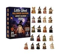 Halloween Advent Calendar 2027 - 2D Acrylic Ghost Hanging Ornament Set, 24-Day Countdown Display Frame with Mini Ghost Figures, Spooky Home Party Decor, Window Indoor Wall Decoration Gift (Style A)
