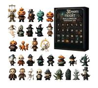 Halloween Advent Calendar - 31 Nights of Fright Countdown Box with Unique Horror Figurines & Hanging Charms, Resin Halloween Decorations for Adults & Kids