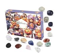 Halloween Advent Calendar Crystal,24 Days Countdown to Halloween with 24 Stones,Healing Stone,Crystals,Countdown Calendar Rock Collection