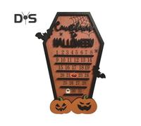 Halloween Advent Calendar Funny Halloween Calendar with Movable Block Bats Pumpkins Ghosts Wooden Table Decor for Festive Atmosphere Decoration