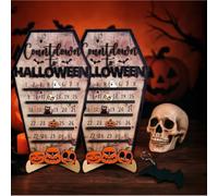 Halloween Advent Calendar, Funny Wooden Coffins Ghosts Pumpkins Countdown, Diy Novelty Handmade Desk Centerpieces Craft, Halloween Decor for Home Office Classroom Decorations (2Pc)