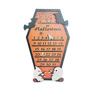Halloween Advent Calendar, Funny Wooden Coffins Marshmallow Ghosts Countdown for Home Office Decorations, DIY Novelty Handmade Desk Centerpieces Craft for Table Ornament Gifts