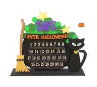 Halloween Advent Calendar Funny Wooden Pumpkins Countdown Black Cat Witch Broom Advent Calendar for Home Office Classroom Tabletop Desktop Centerpieces Decoration