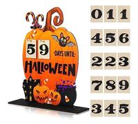 Halloween Advent Calendar, Wooden Pumpkin 30Days Countdown Calendar Wooden Desk Blocks Calendar to Halloween for Kids Home Classroom Handmade Table Decorations Halloween Gifts