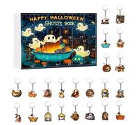 Halloween Advent Calendars - Acrylic, Spooky 24 Day Countdown Calendar | Acrylic Ghost Cute Halloween Keyring for Backpack and Holiday Decorations